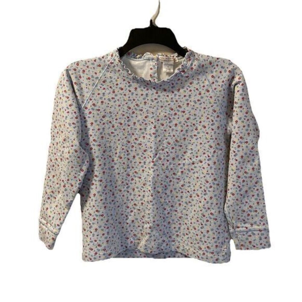 Beaufort Bonnet Co Girls Knit Top Cassidy Comfort Modest Blue‎ Floral AOP Sz 12